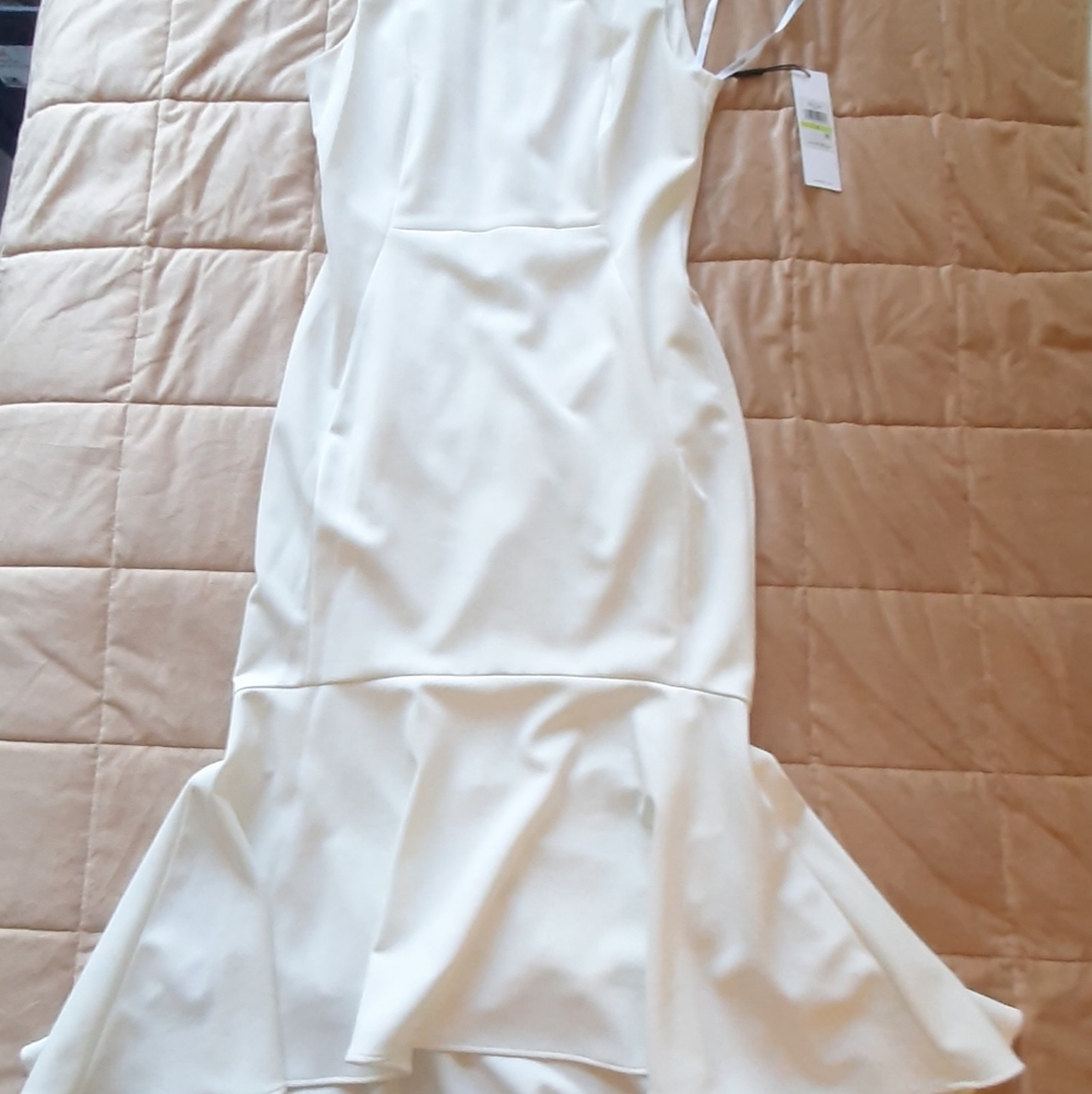 Calvin Klein Flounce Hem White Dress